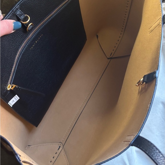 Authentic TORY BURCH LEATHER Logo stiches  Lg Tote - Picture 6 of 13